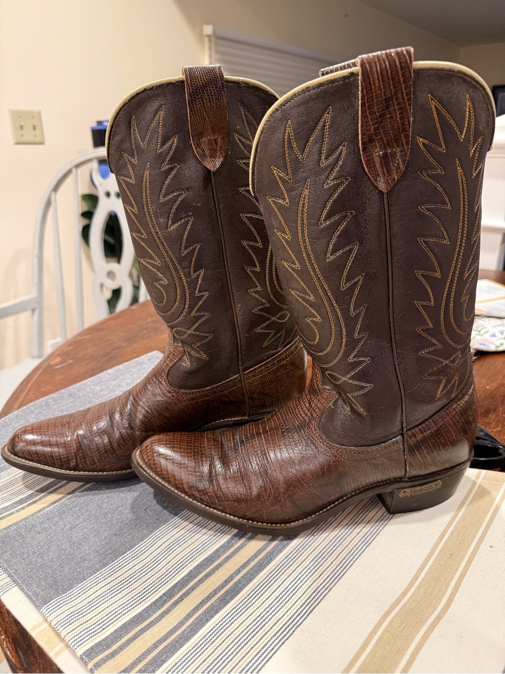 Laredo Men’s Teju print Brown Western Cowboy Boots 9.5D
